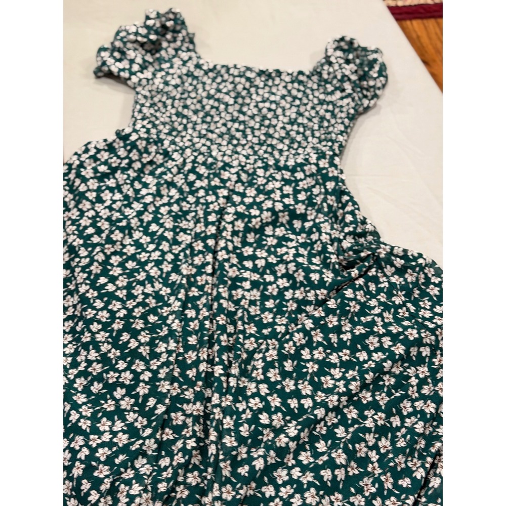 Cottagecore Womens Sirenlily Smocked Floral Midi Dress M Green